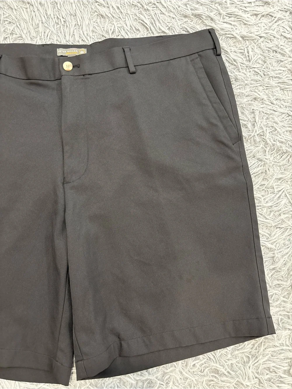 Peter Millar Crown Sport Men Black Chino Classic Shorts Size 42 Golf Performance